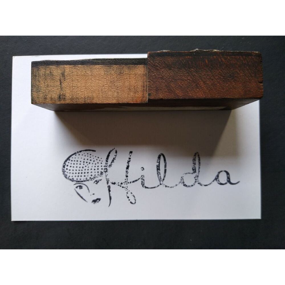 Hilda Printer Block Ink Stamp Letter Press Vintage Atlantic City Ladies Face - Picture 6 of 8